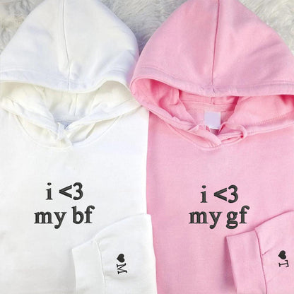 I Love My Boyfriend and Girlfriend Matching Hoodies for Couples - Custom Embroidered Sweatshirts