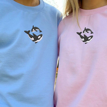 Killer Whale Matching Hoodies for Couples - Custom Embroidered Sweatshirts