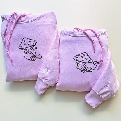 Late Night Mushroom Calls Matching Hoodies for Couples - Custom Embroidered Sweatshirts