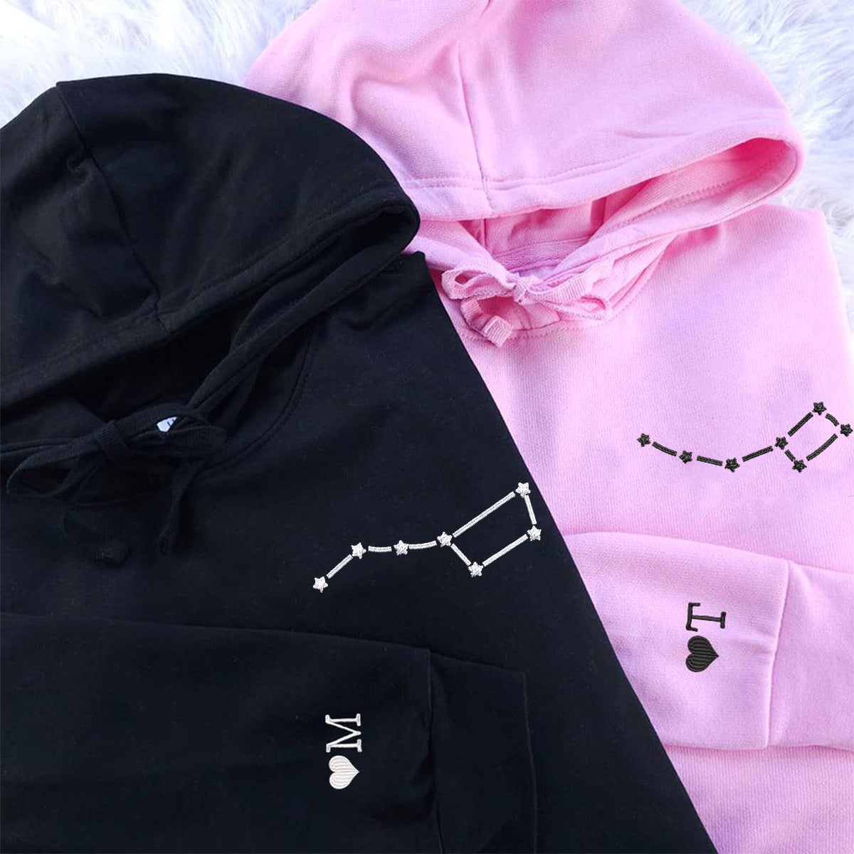 Little and Big Dipper Matching Hoodies for Couples - Custom Embroidered Sweatshirts