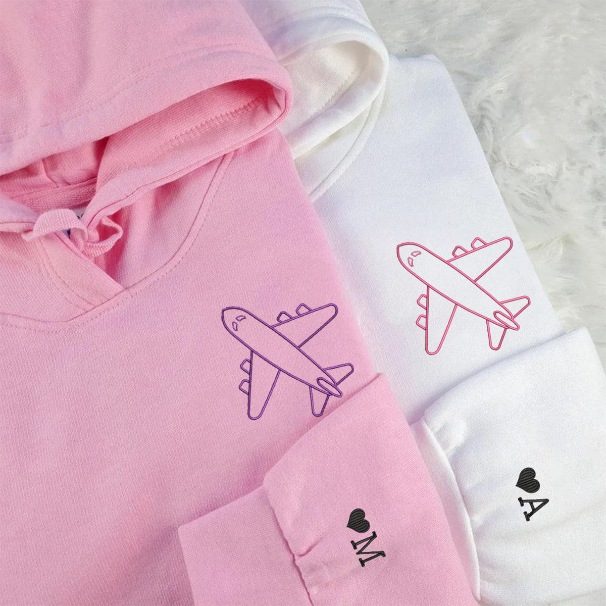 Long Distance Matching Hoodies for Couples - Custom Embroidered Sweatshirts