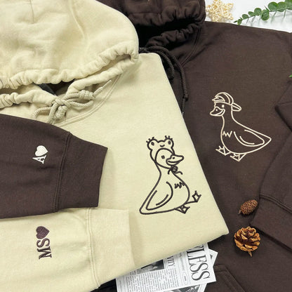 Lovely Duck Matching Hoodies for Couples - Custom Embroidered Sweatshirts