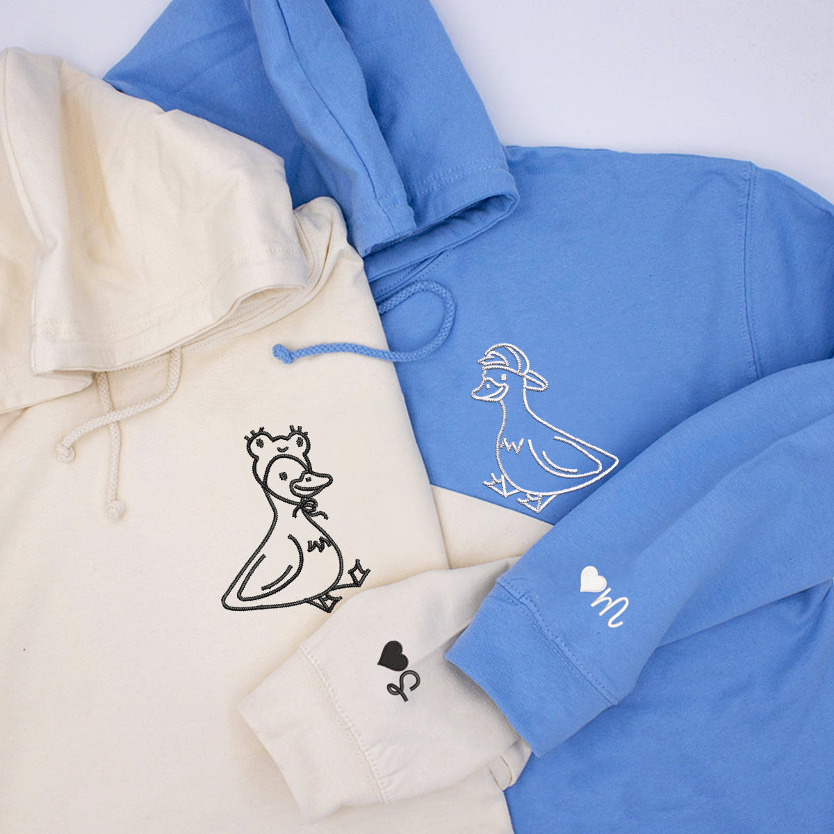 Lovely Duck Matching Hoodies for Couples - Custom Embroidered Sweatshirts