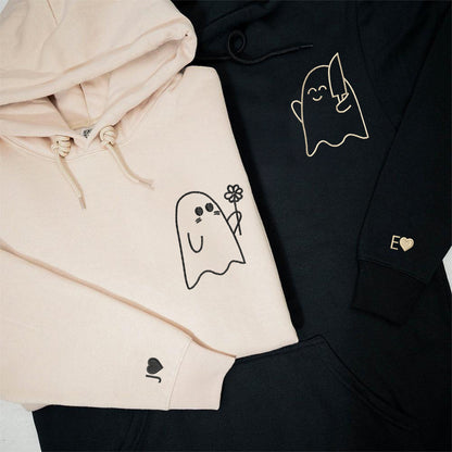 Lovely Sheet Ghost Matching Hoodies for Couples - Custom Embroidered Sweatshirts