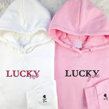 Lucky You Lucky Me Matching Hoodies for Couples - Custom Embroidered Sweatshirts