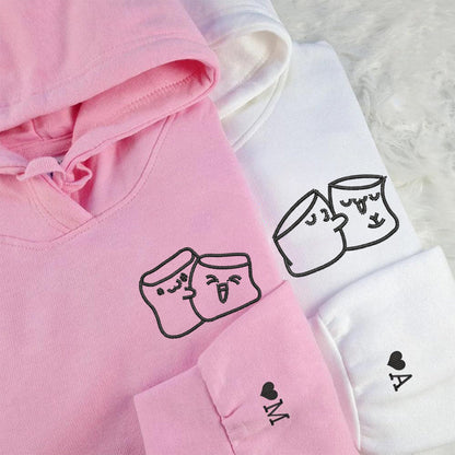 Marshmallow Love Matching Hoodies for Couples - Custom Embroidered Sweatshirts