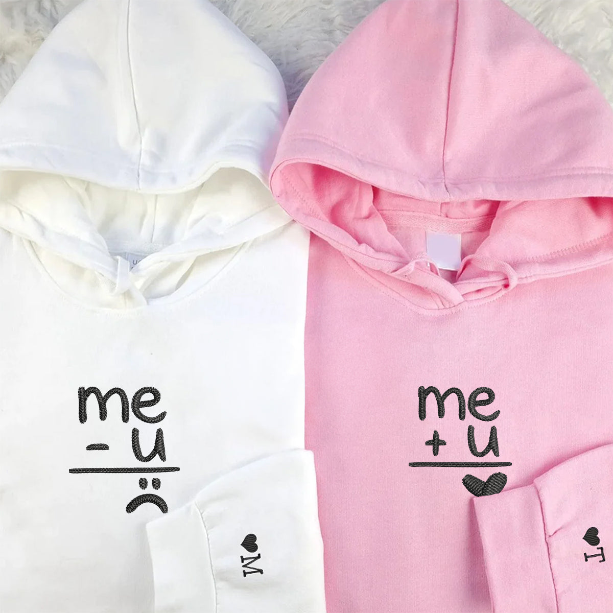 Me Plus You Matching Hoodies for Couples - Custom Embroidered Sweatshirts