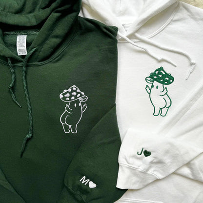 Middle Finger Mushroom Matching Hoodies for Couples - Custom Embroidered Sweatshirts