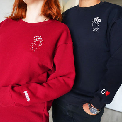 Middle Finger Mushroom Matching Hoodies for Couples - Custom Embroidered Sweatshirts