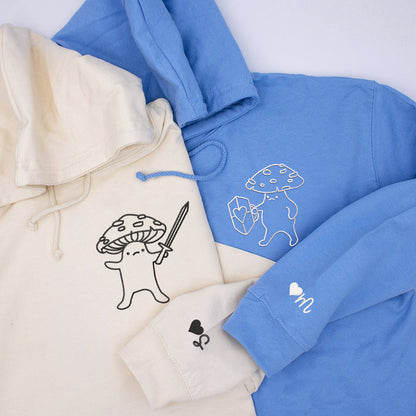 Mushroom Battle Matching Hoodies for Couples - Custom Embroidered Sweatshirts