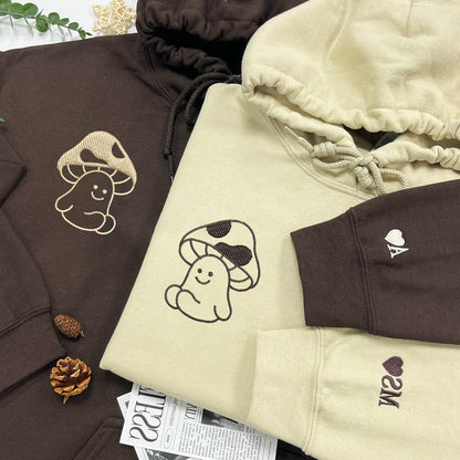 Mushroom Matching Hoodies for Couples - Custom Embroidered Sweatshirts