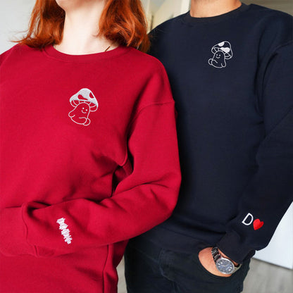 Mushroom Matching Hoodies for Couples - Custom Embroidered Sweatshirts