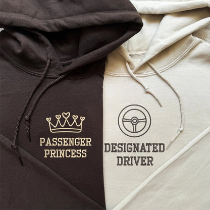 Passenger Princess Matching Hoodies for Couples - Custom Embroidered Sweatshirts