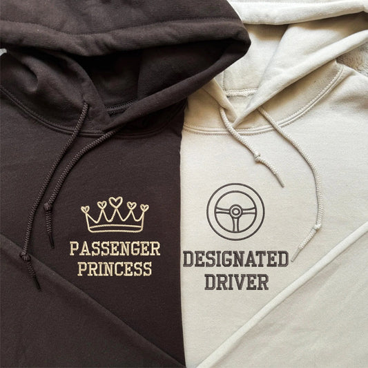 Passenger Princess Matching Hoodies for Couples - Custom Embroidered Sweatshirts