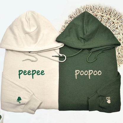 Peepee Poopoo Matching Hoodies for Couples - Custom Embroidered Couple Sweatshirts