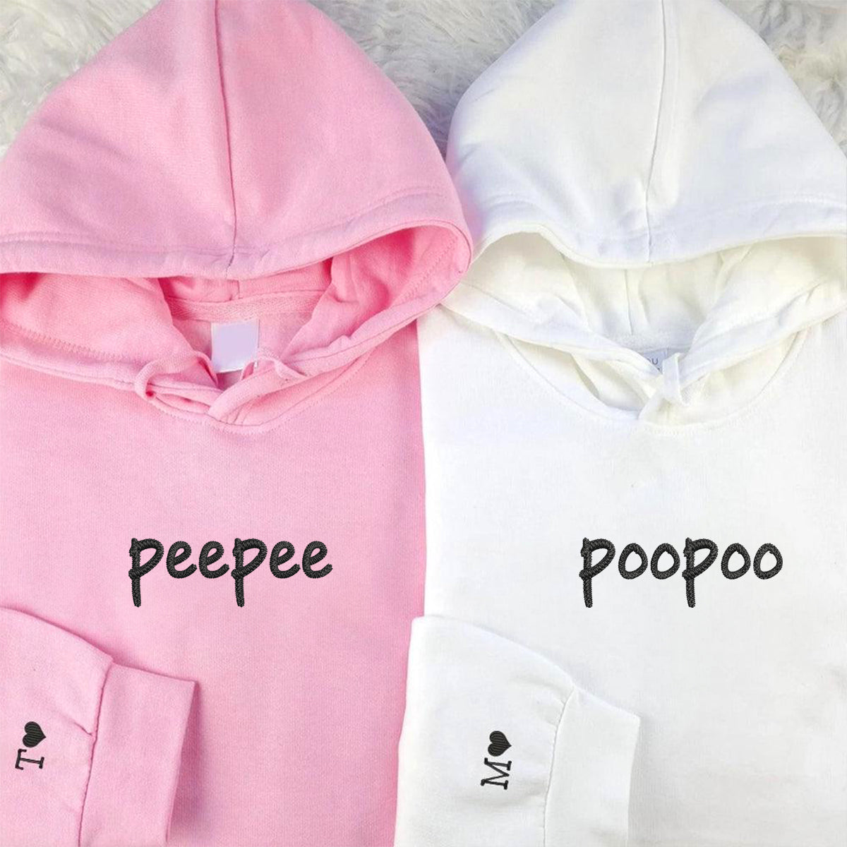 Peepee Poopoo Matching Hoodies for Couples - Custom Embroidered Couple Sweatshirts