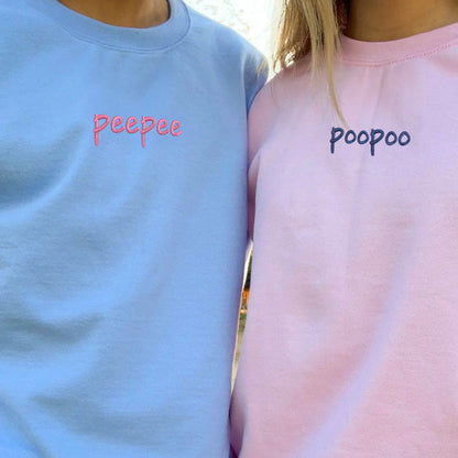 Peepee Poopoo Matching Hoodies for Couples - Custom Embroidered Couple Sweatshirts