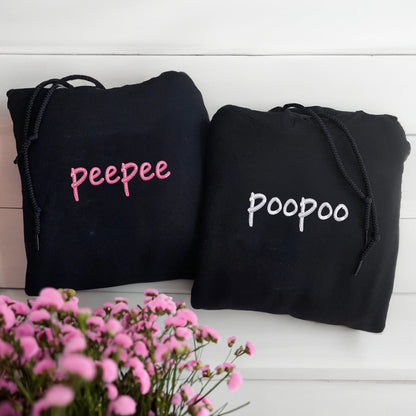 Peepee Poopoo Matching Hoodies for Couples - Custom Embroidered Couple Sweatshirts