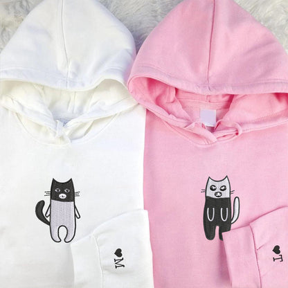 Robber Bandit Cats Matching Hoodies for Couples - Custom Embroidered Sweatshirts