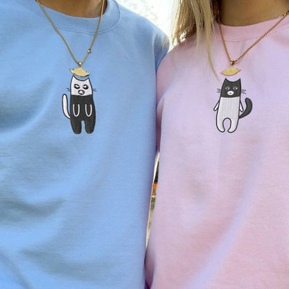 Robber Bandit Cats Matching Hoodies for Couples - Custom Embroidered Sweatshirts