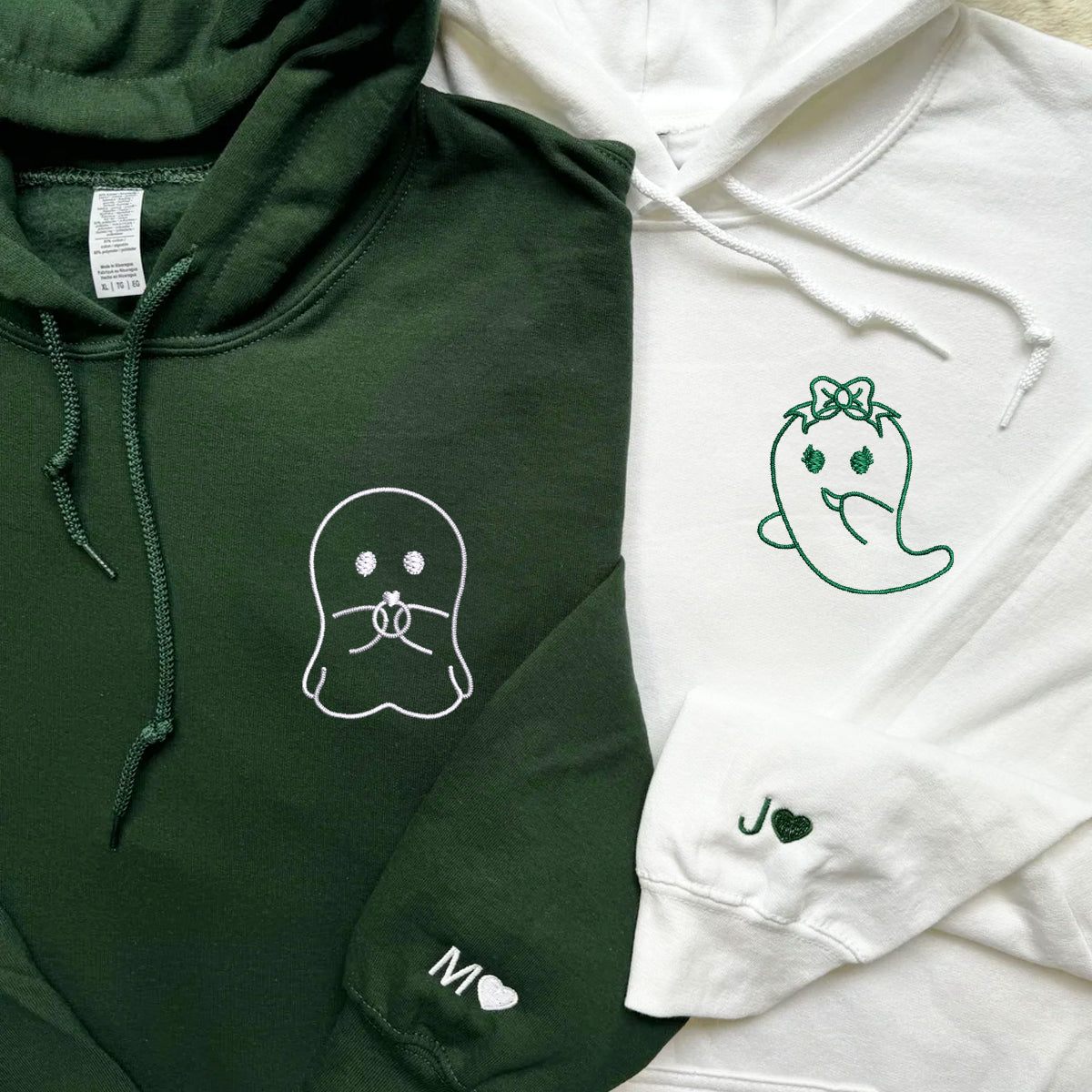 Romeo and Ghouliet Matching Hoodies for Couples - Custom Embroidered Sweatshirts