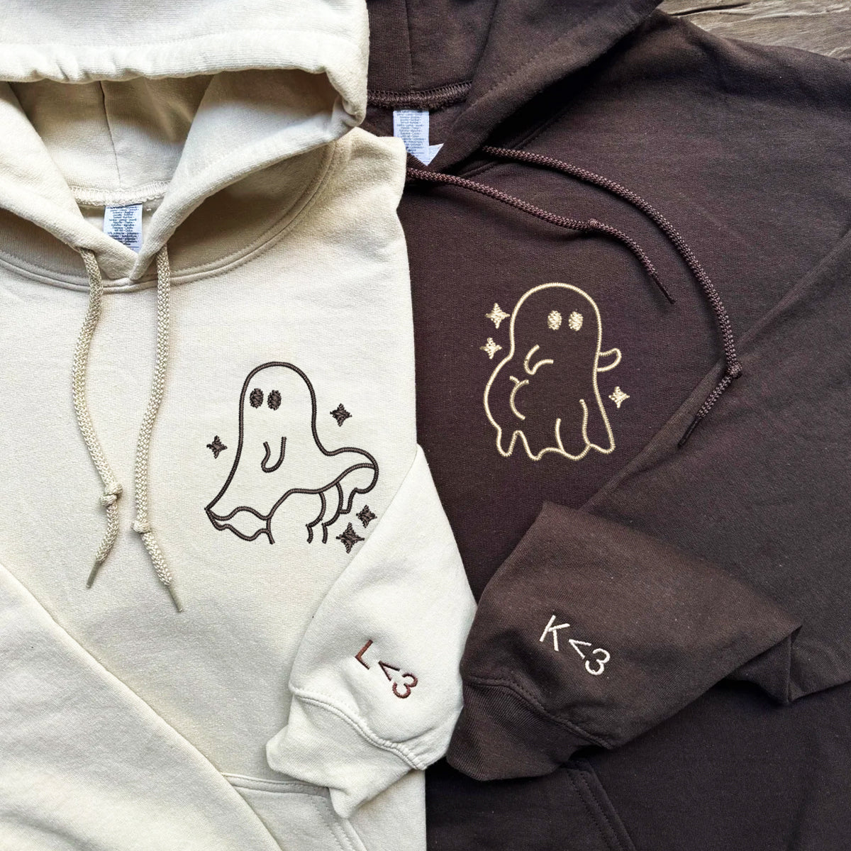 Sassy Ghost Matching Hoodies for Couples - Custom Embroidered Sweatshirts