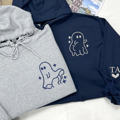 Sassy Ghost Matching Hoodies for Couples - Custom Embroidered Sweatshirts