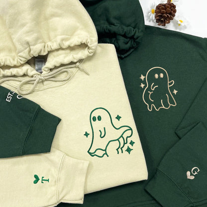 Sassy Ghost Matching Hoodies for Couples - Custom Embroidered Sweatshirts