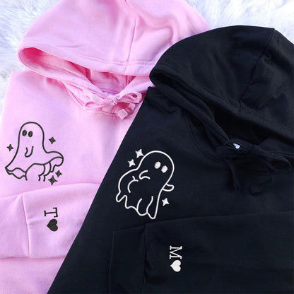 Sassy Ghost Matching Hoodies for Couples - Custom Embroidered Sweatshirts