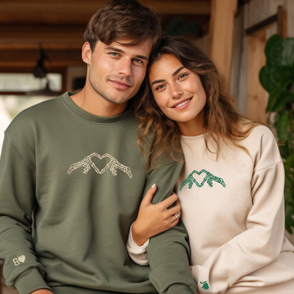 Skeleton Heart Roman Numeral Matching Hoodies for Couples - Custom Embroidered Sweatshirts