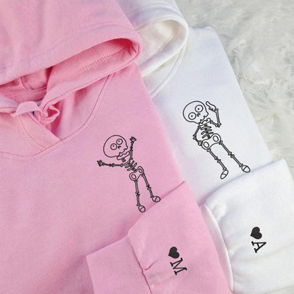 Skeleton Matching Hoodies for Couples - Custom Embroidered Sweatshirts