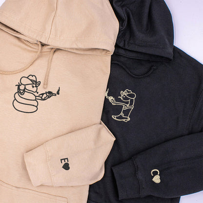 Snake Sheriffs Matching Hoodies for Couples - Custom Embroidered Sweatshirts