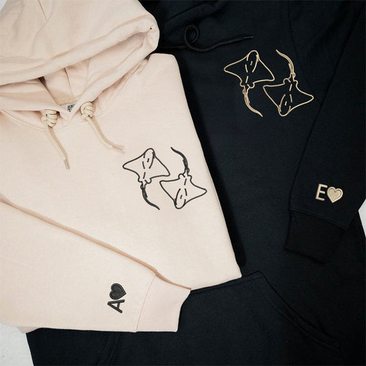 Stingray Love Matching Hoodies for Couples - Custom Embroidered Sweatshirts