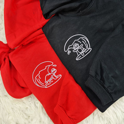 Surfs Up Turtles Matching Hoodies for Couples - Custom Embroidered Sweatshirts