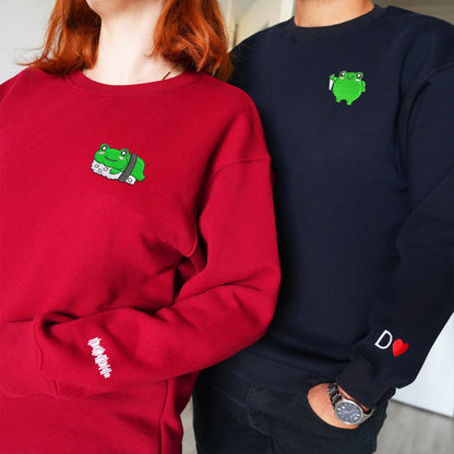 Sushi Frogs Matching Hoodies for Couples - Custom Embroidered Sweatshirts