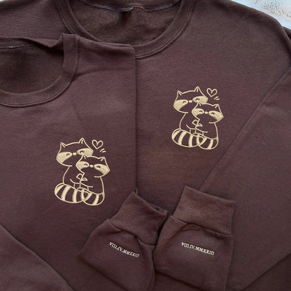 Trash Pandas Love Matching Hoodies for Couples - Custom Embroidered Sweatshirts