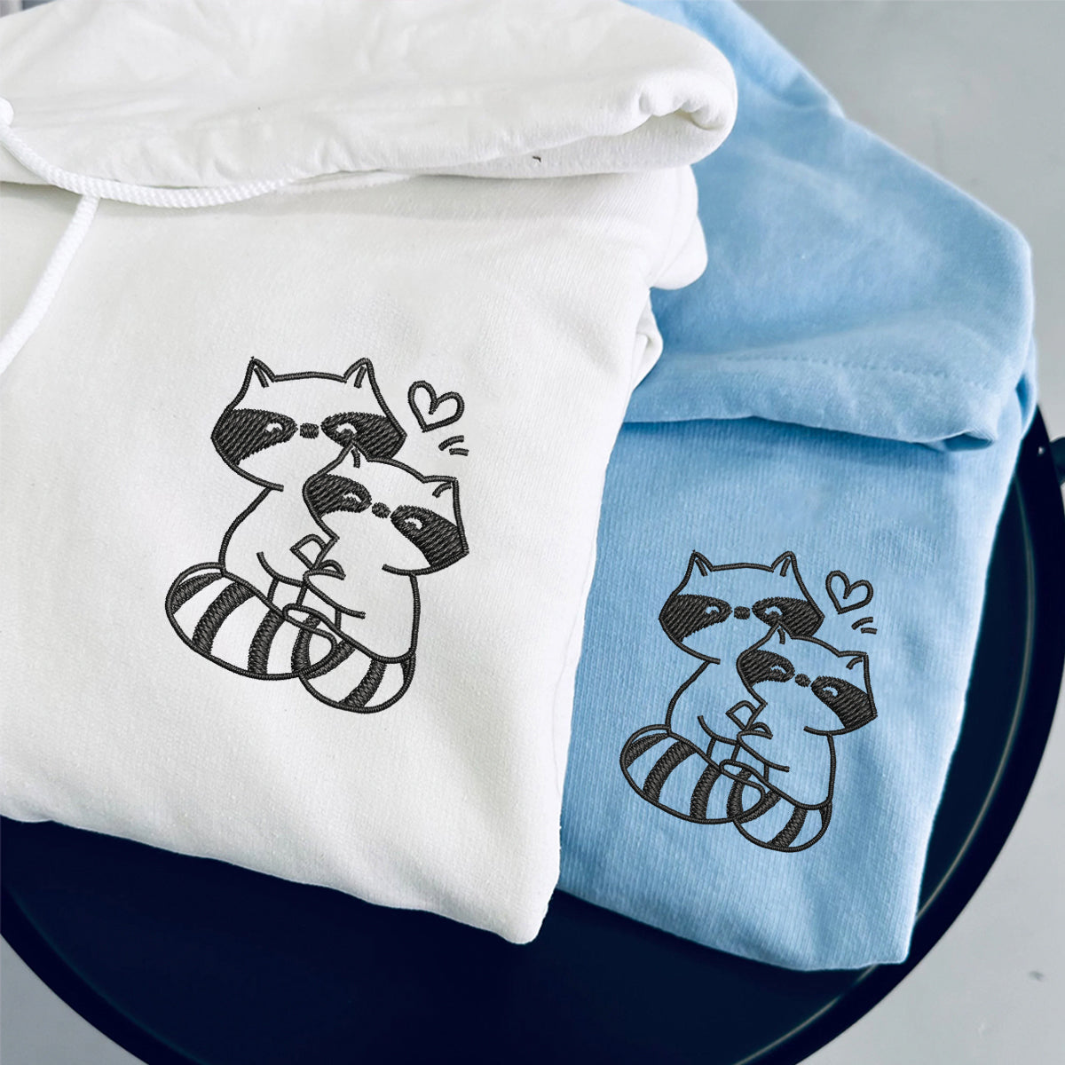 Trash Pandas Love Matching Hoodies for Couples - Custom Embroidered Sweatshirts