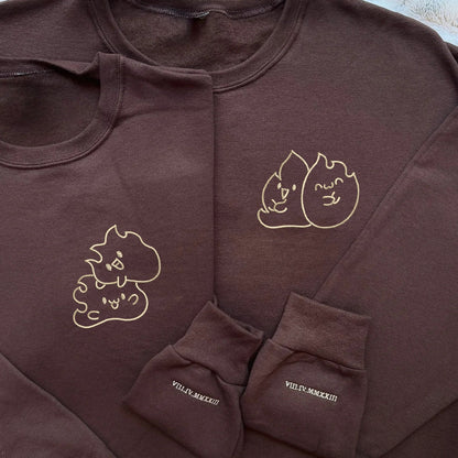 Twin Flame Matching Hoodies for Couples - Custom Embroidered Couple Sweatshirts