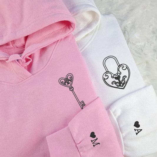 You Are the Key to My Heart Matching Hoodies for Couples - Custom Embroidered Sweatshirts