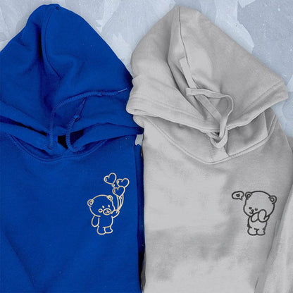 Bear Love Matching Hoodies for Couples - Custom Embroidered Sweatshirts