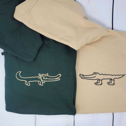 Crocodile Love Matching Hoodies for Couples - Custom Embroidered Sweatshirts