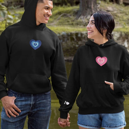Fading Heart Matching Hoodies for Couples - Custom Embroidered Sweatshirts