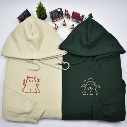 Ghost Angel and Devil Matching Hoodies for Couples - Custom Embroidered Sweatshirts
