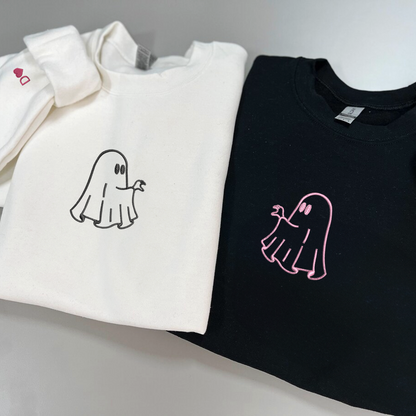 Ghost Heart Hands Matching Hoodies for Couples - Custom Embroidered Couple Sweatshirts