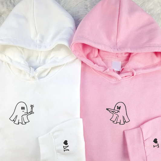 Need a Light Stoner Ghosts Matching Hoodies for Couples - Custom Embroidered Sweatshirts