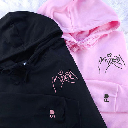 Pinky Promise Matching Hoodies for Couples - Custom Embroidered Couple Sweatshirts