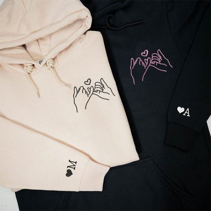 Pinky Promise Matching Hoodies for Couples - Custom Embroidered Couple Sweatshirts