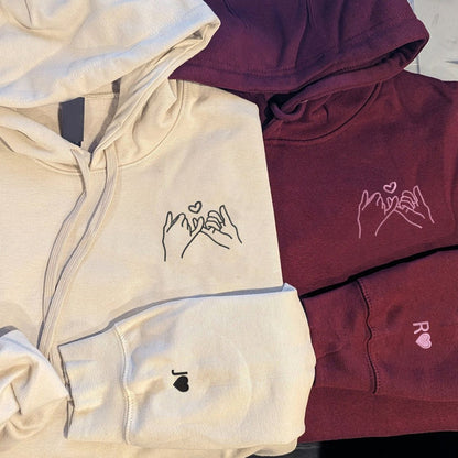 Pinky Promise Matching Hoodies for Couples - Custom Embroidered Couple Sweatshirts