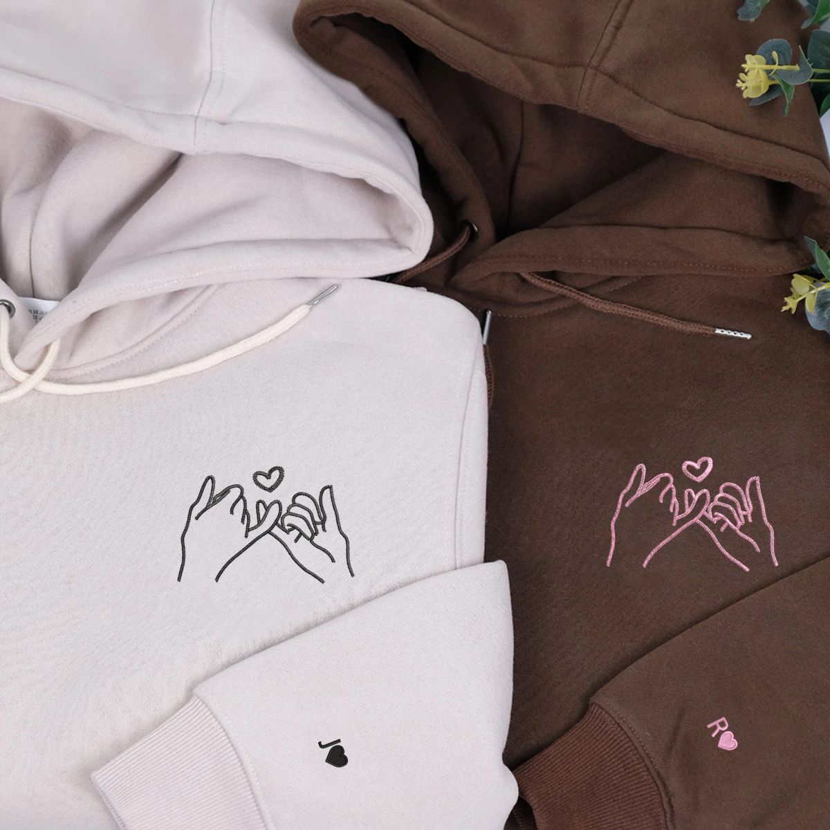 Pinky Promise Matching Hoodies for Couples - Custom Embroidered Couple Sweatshirts