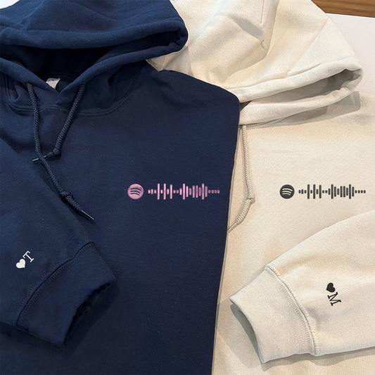 Spotify Code Matching Hoodies for Couples - Custom Embroidered Couple Sweatshirts